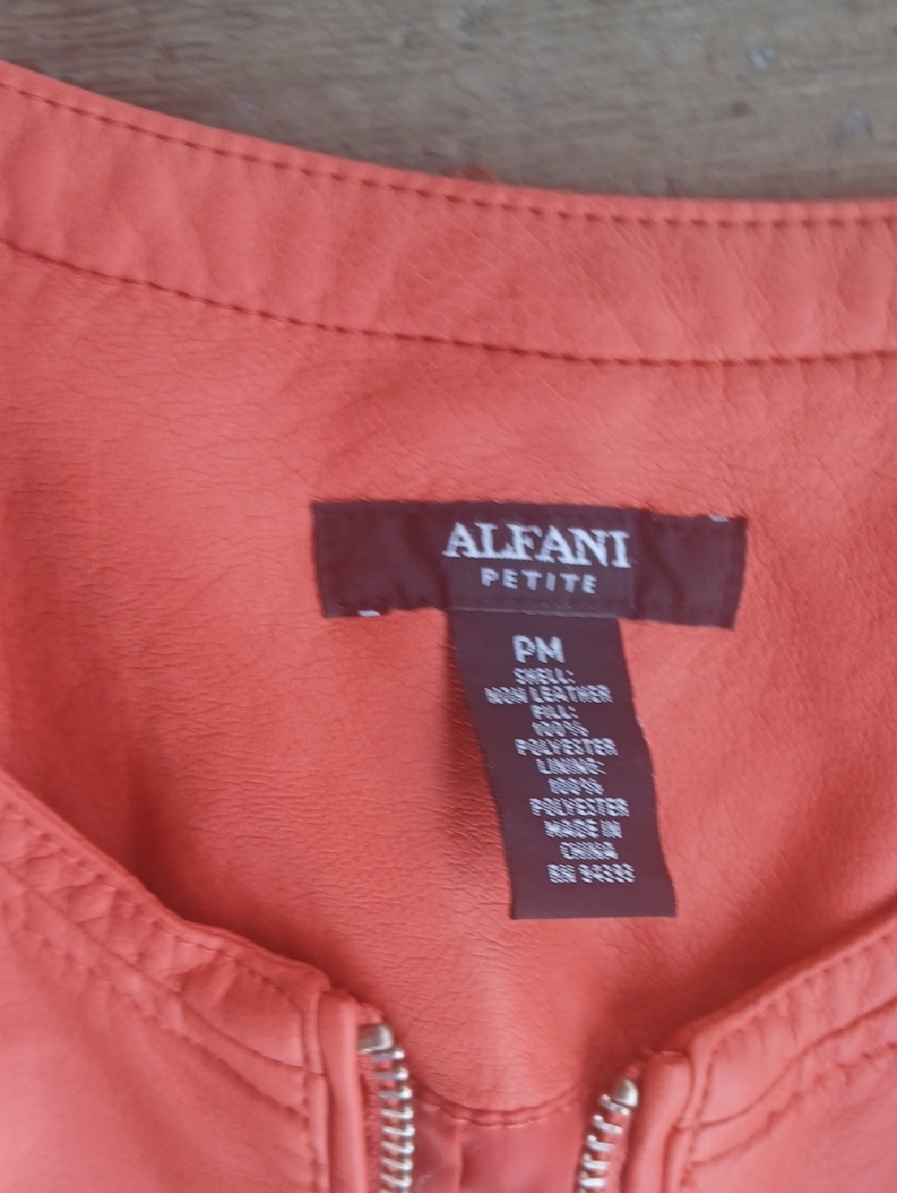 EUC Alfani Orange Zip-Front Faux Leather Jacket Size PM - Picture 3 of 7